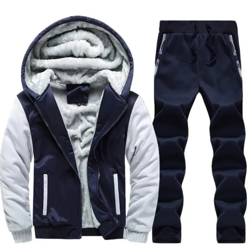 Alan Trainingspak Set | Warme fleece gevoerde heren trainingspak met hoodie-Boetiek Moda