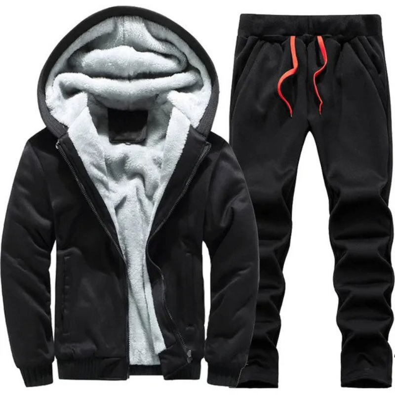 Alan Trainingspak Set | Warme fleece gevoerde heren trainingspak met hoodie-Boetiek Moda