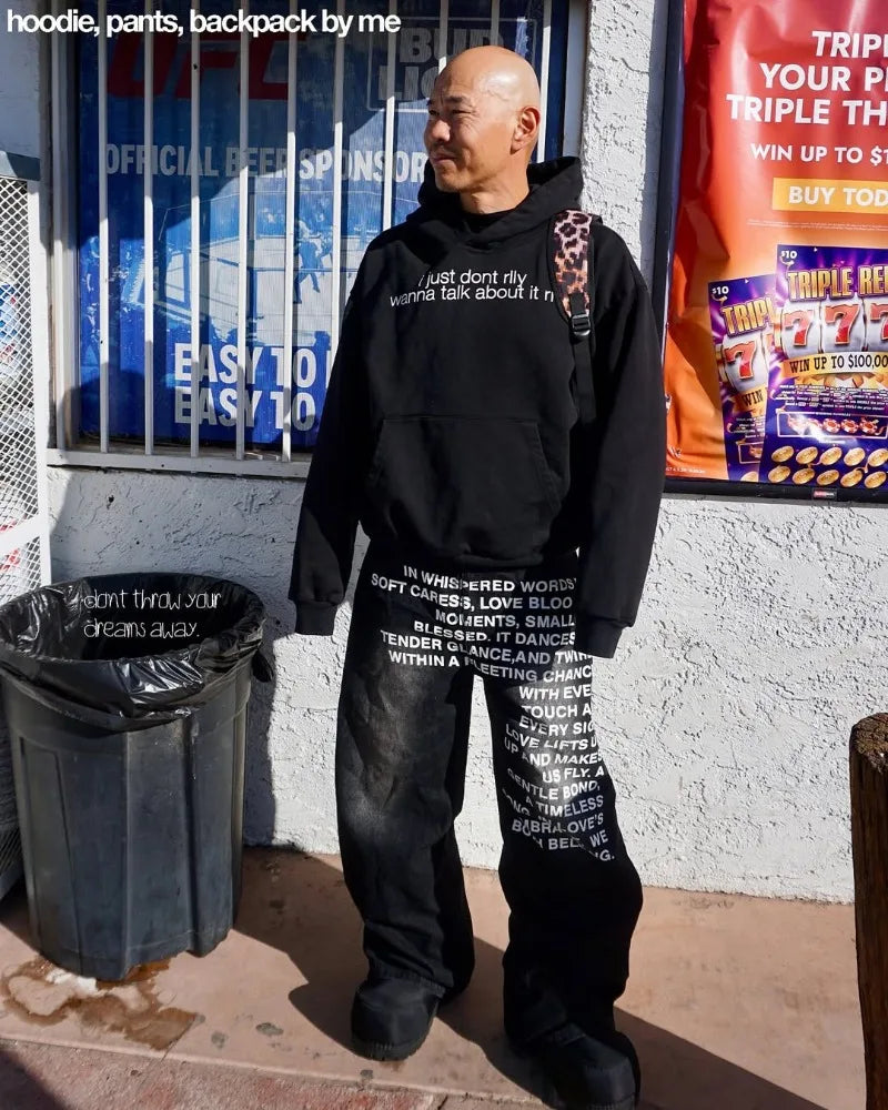 Baggy Jeans - Hiphop - Tekst - Loszittende jeans - Herenjeans-Boetiek Moda