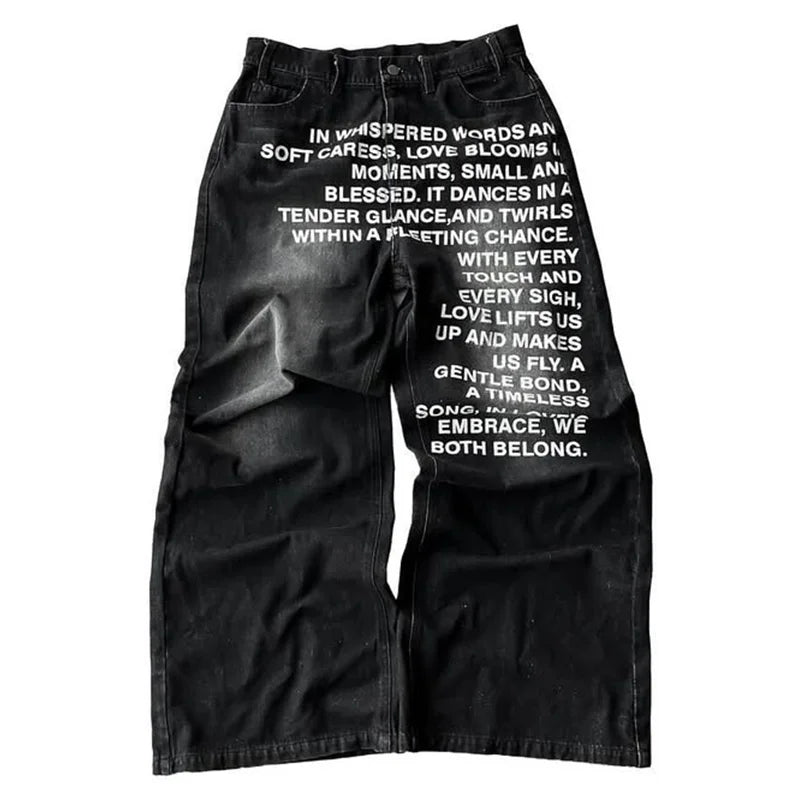 Baggy Jeans - Hiphop - Tekst - Loszittende jeans - Herenjeans-Boetiek Moda