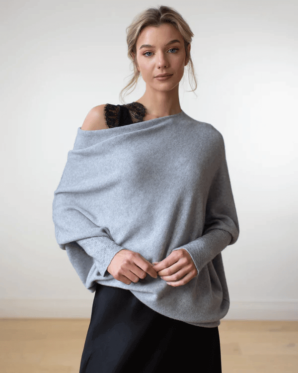 Batwing-trui | Losse pasvorm | Eenschouder | Gebreide trui | Dameskleding-Boetiek Moda
