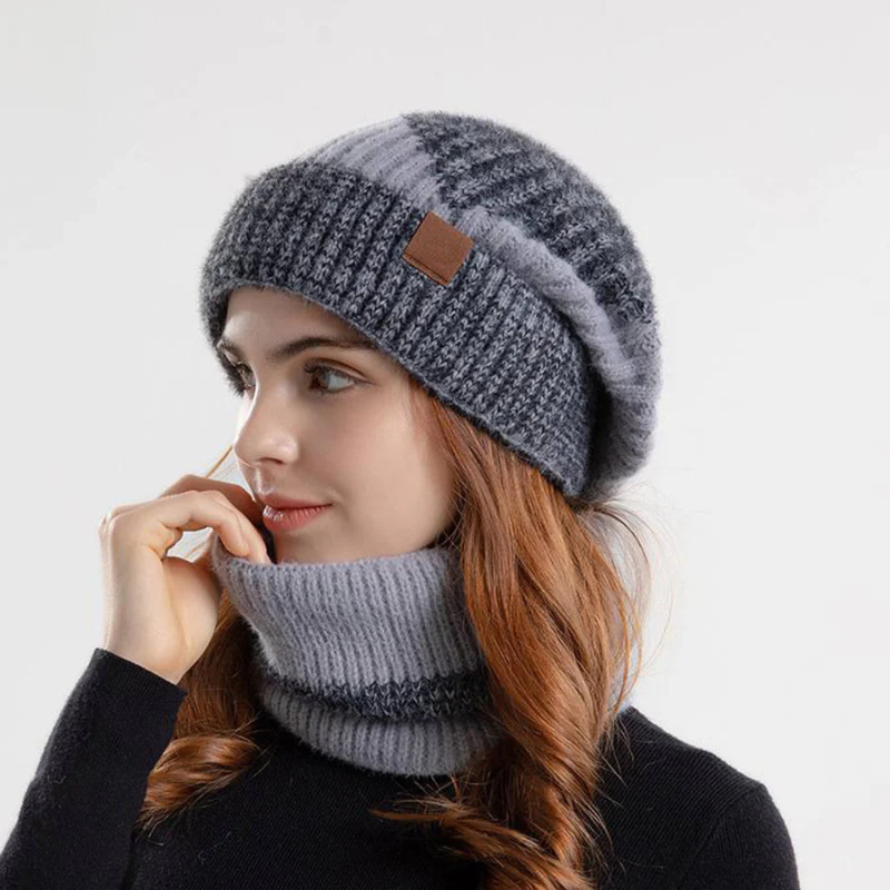 Beanie en Sjaal Set | Gebreid | Warm | Nekwarmer | Winter Hoofddeksel voor Vrouwen-Boetiek Moda