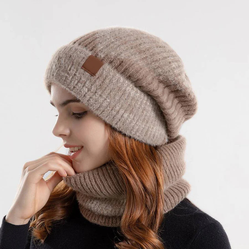 Beanie en Sjaal Set | Gebreid | Warm | Nekwarmer | Winter Hoofddeksel voor Vrouwen-Boetiek Moda