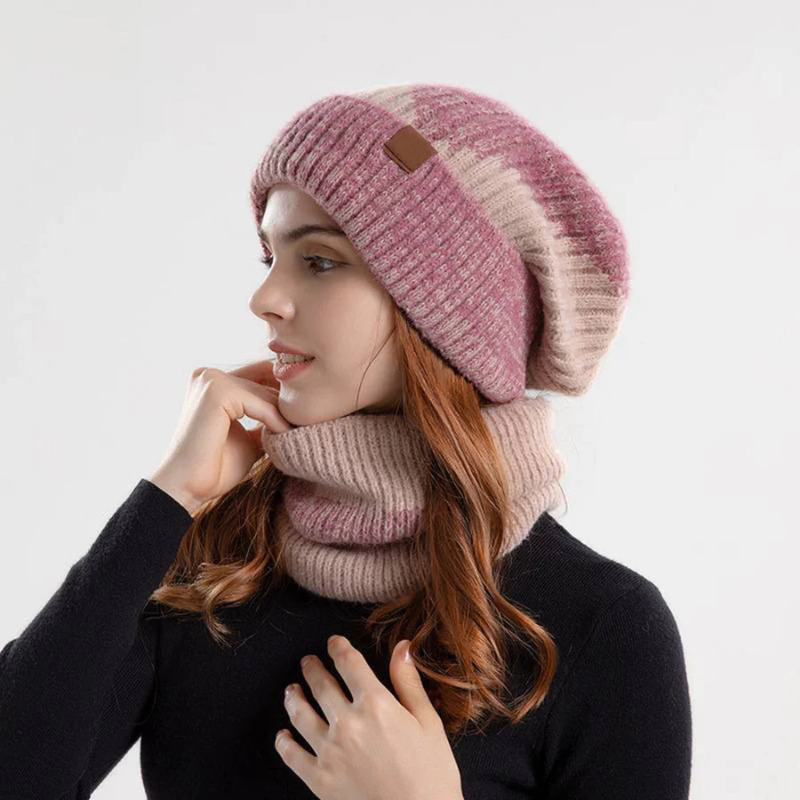 Beanie en Sjaal Set | Gebreid | Warm | Nekwarmer | Winter Hoofddeksel voor Vrouwen-Boetiek Moda