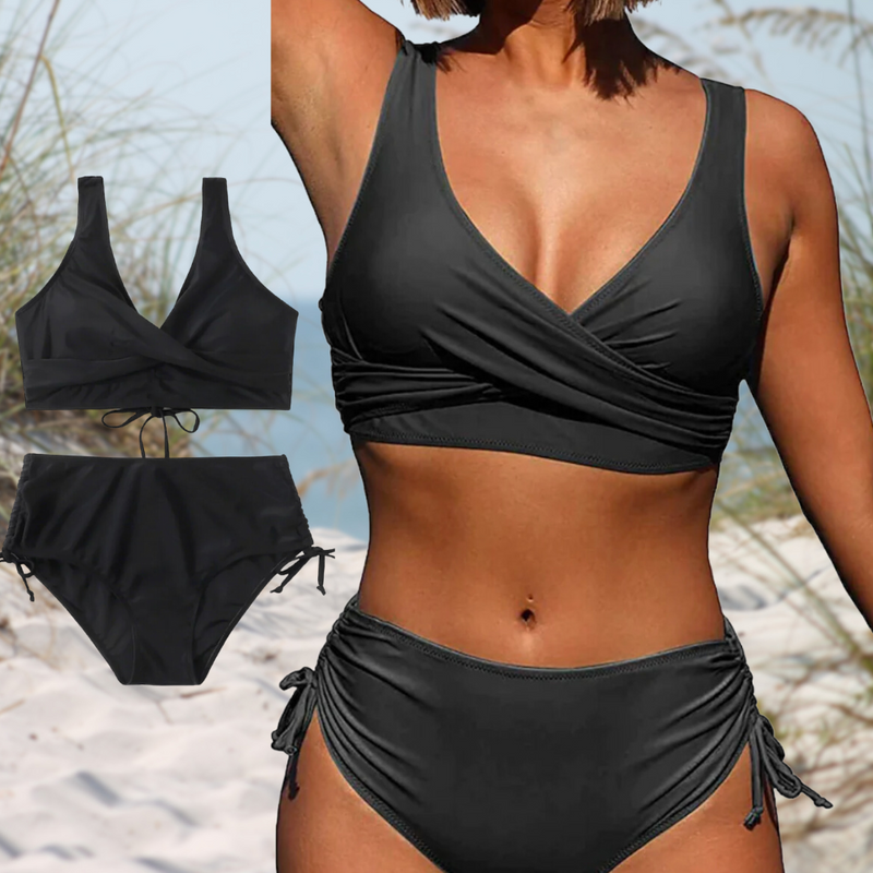 Bikiniset - Breed bandje Push-Up Bikini met hoge taille Strandkleding Set-Boetiek Moda