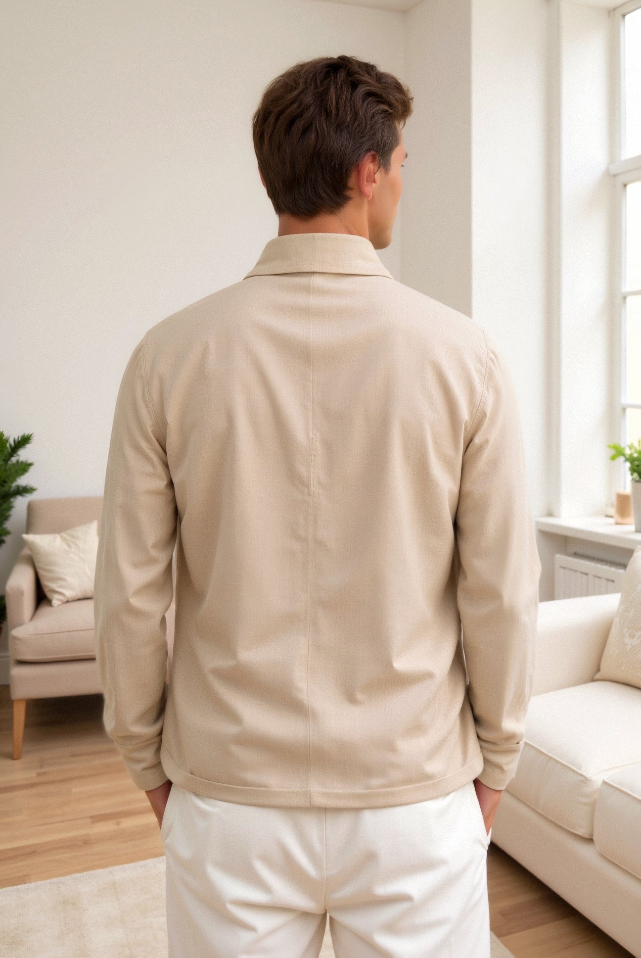 Blazer | Beige | Enkelrijks | Lichtgewicht jasje | Herenjasje-Boetiek Moda