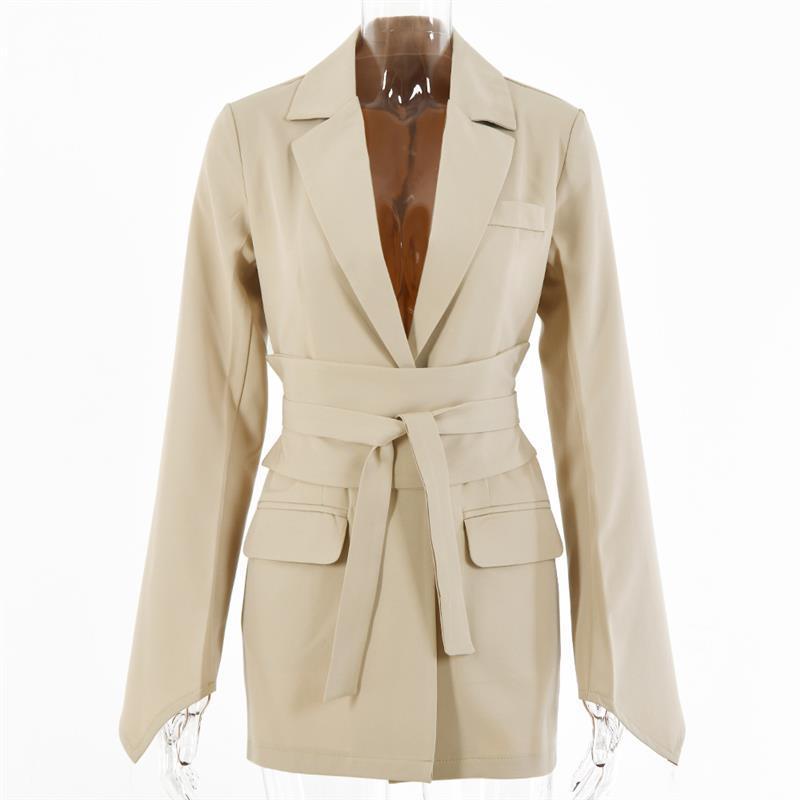 Blazer - Elegante lange slanke blazer met riem voor dames-Boetiek Moda