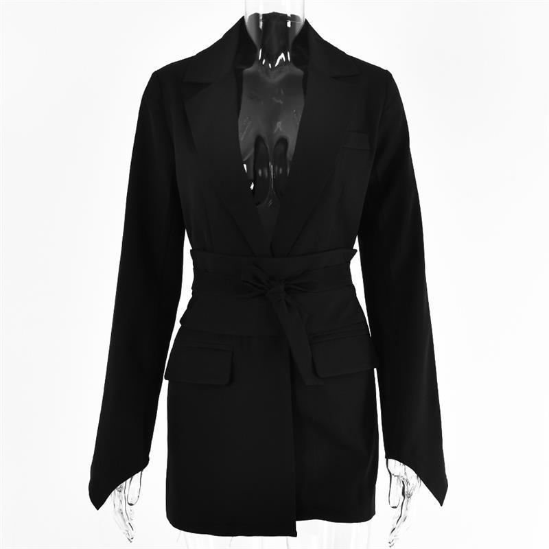 Blazer - Elegante lange slanke blazer met riem voor dames-Boetiek Moda