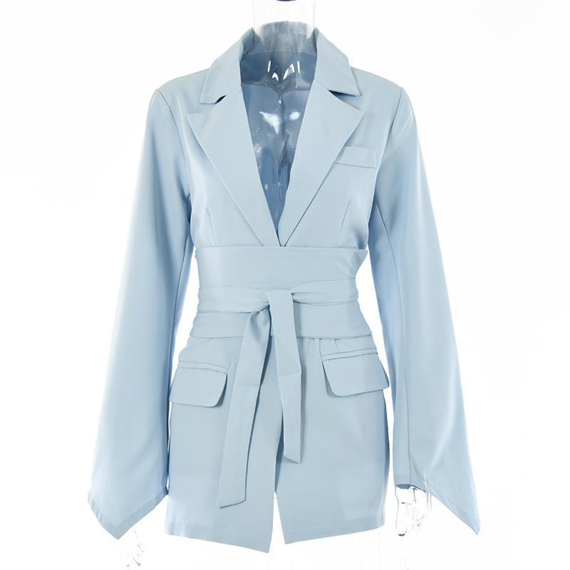 Blazer - Elegante lange slanke blazer met riem voor dames-Boetiek Moda