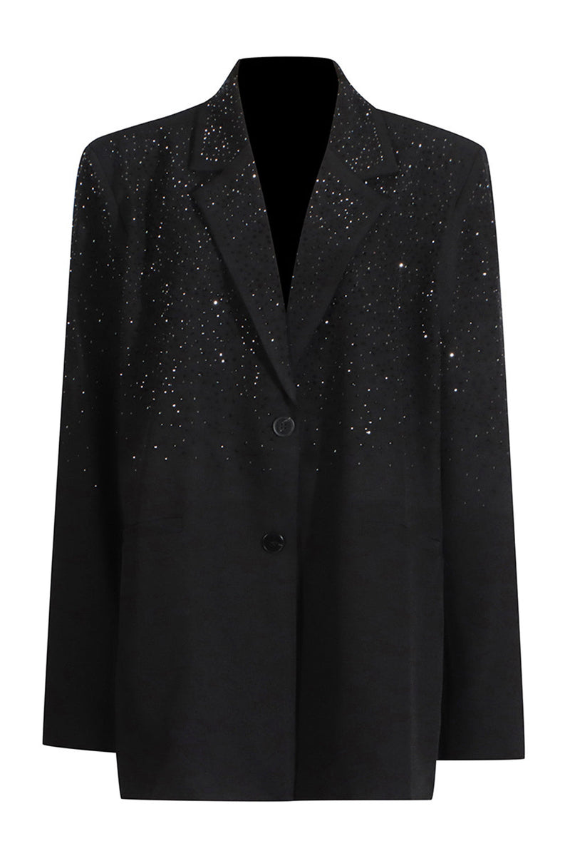 Blazer met Lovertjes | Oversized | Lang | Zwarte Blazer | Blazer voor dames-Boetiek Moda