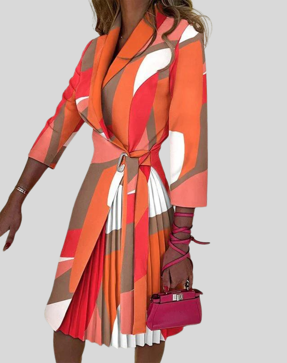 Blazerjurk - Kniehoogte - Lange mouwen - Plooirok - Formele jurk-Boetiek Moda