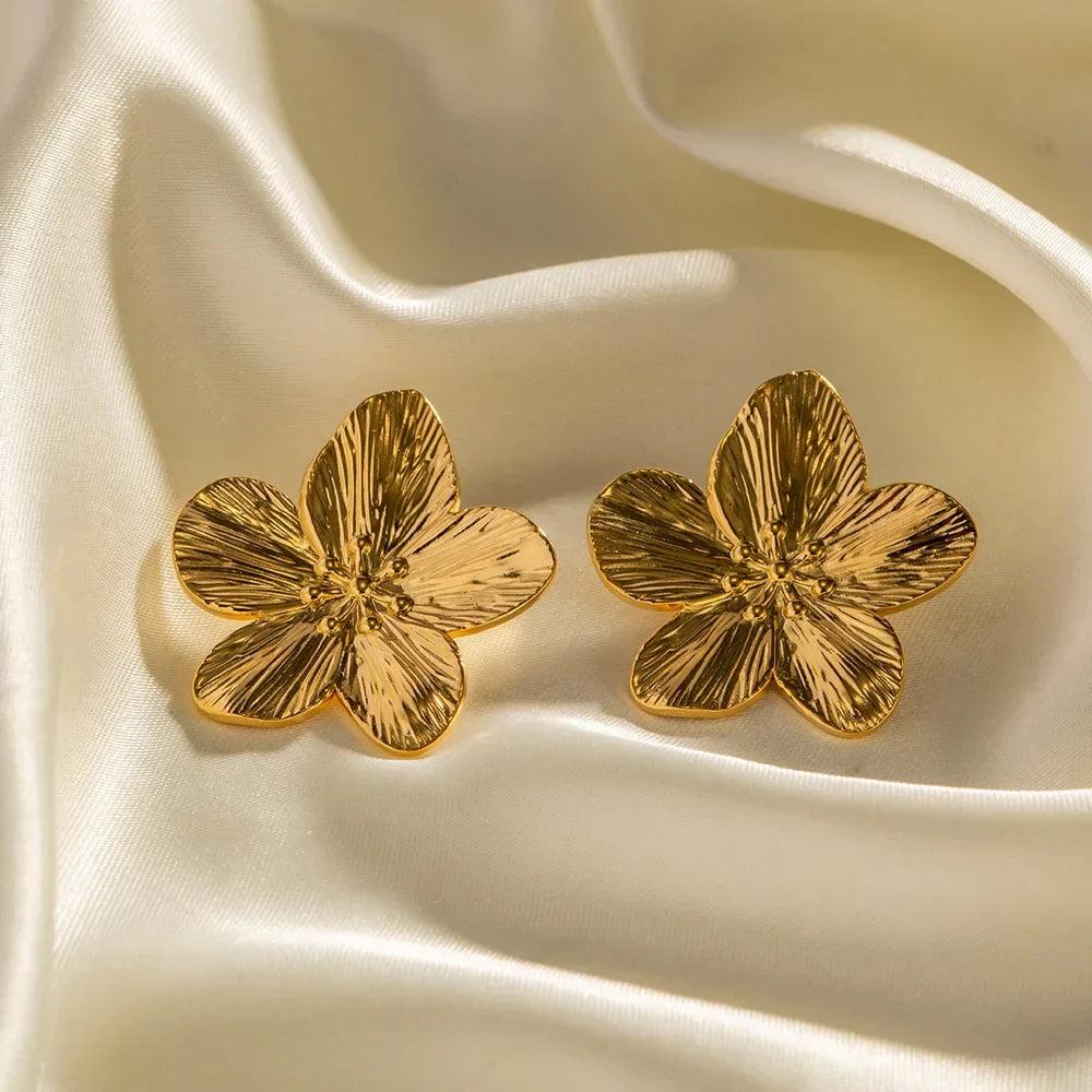 Bloem Oorbellen - Vintage gouden oorbellen voor dames-Boetiek Moda