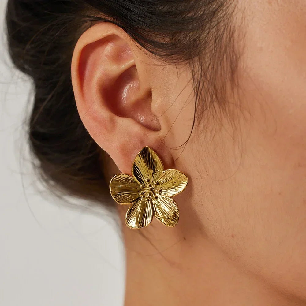 Bloem Oorbellen - Vintage gouden oorbellen voor dames-Boetiek Moda