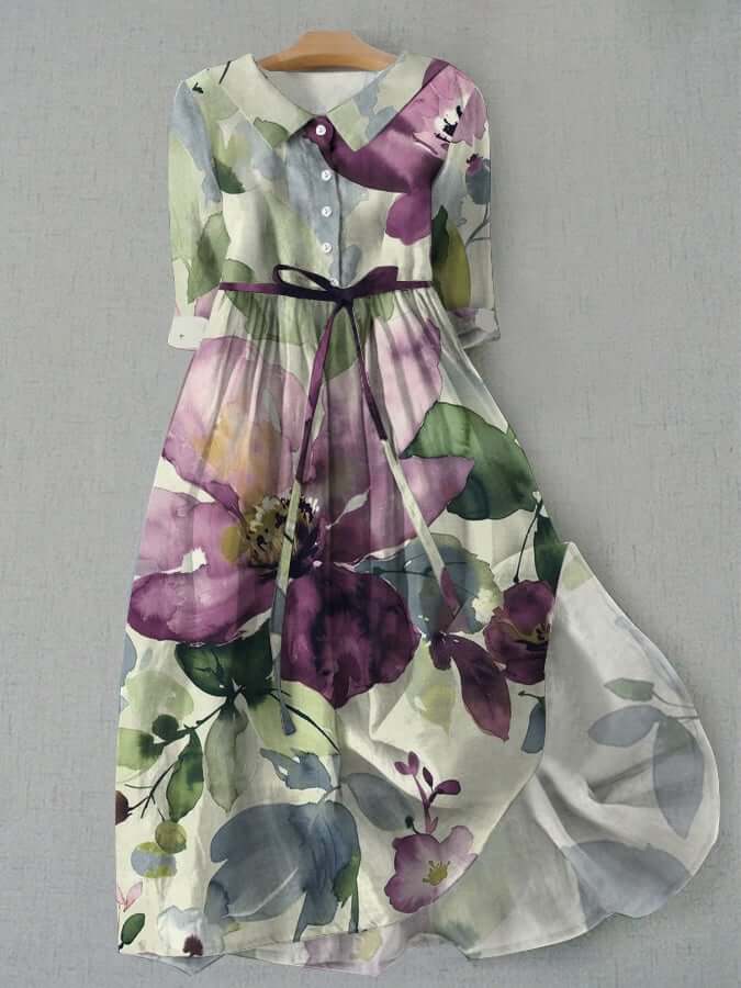Bloemenjurk - Vrouwen Kraagloze Vintage Maxi Sundress-Boetiek Moda