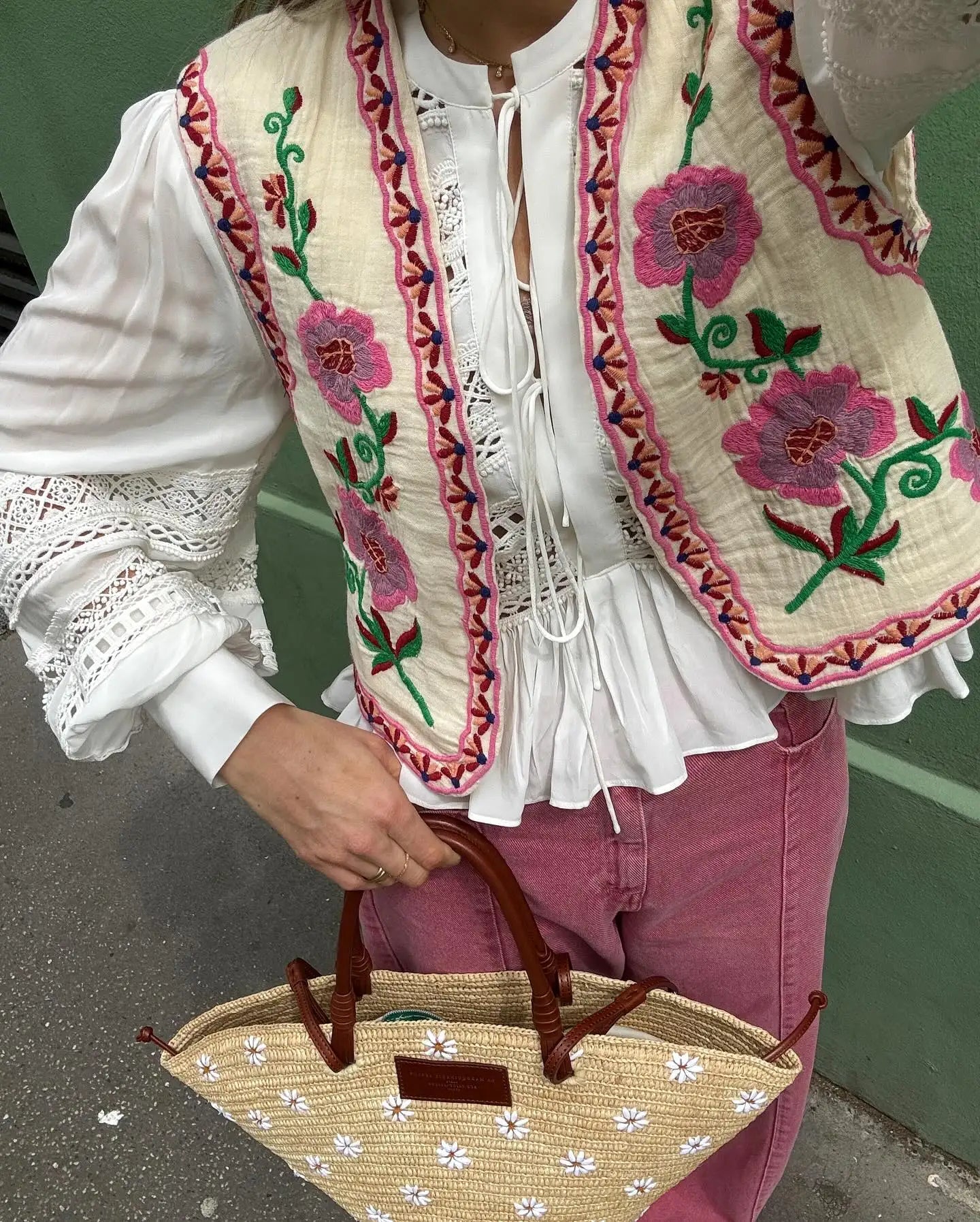 Bloemenvest - Mouwloos geborduurd Vintage Gilet voor dames-Boetiek Moda