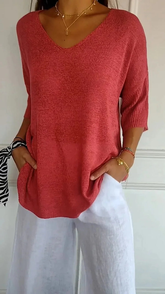 Blouse - Halve Mouw - Los model - Trui - Dameskleding-Boetiek Moda