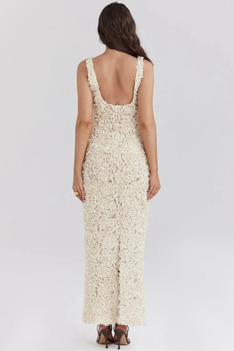 Bodycon Jurk - Mouwloze Witte V-Hals Cocktail Maxi Jurk-Boetiek Moda