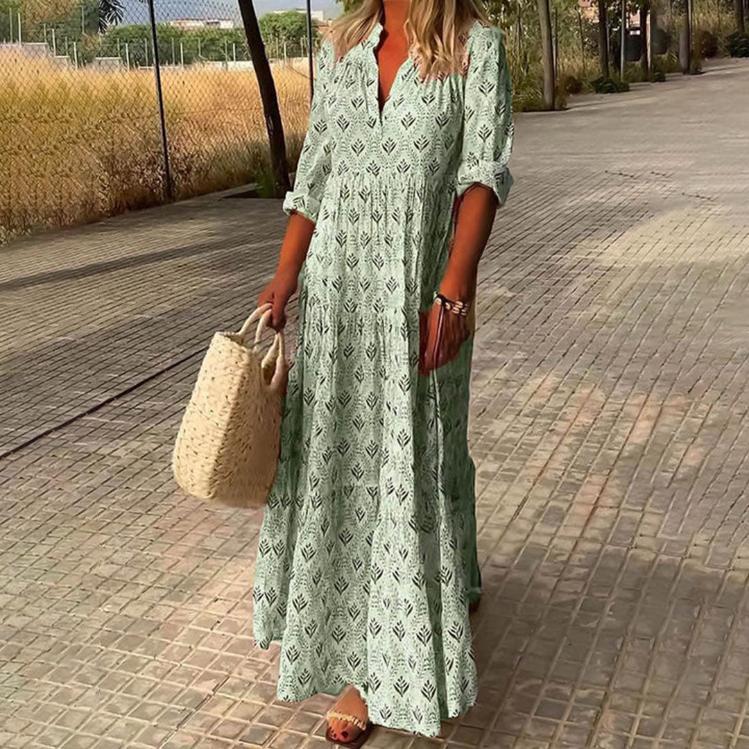 Boho Jurk - Lange Mouw - Losjes Fit - Maxi Jurk - Maxi Zondress-Boetiek Moda