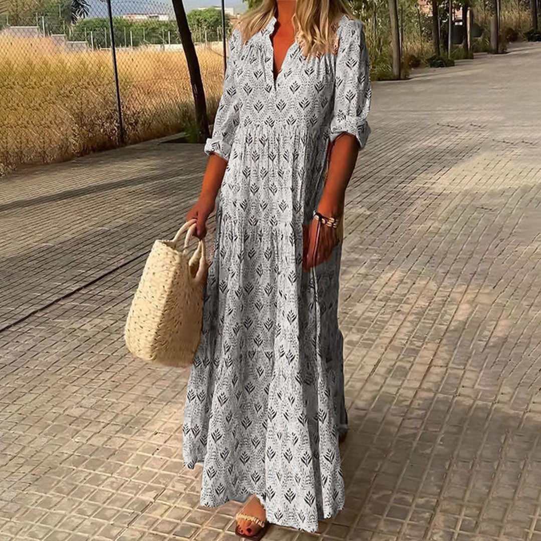 Boho Jurk - Lange Mouw - Losjes Fit - Maxi Jurk - Maxi Zondress-Boetiek Moda