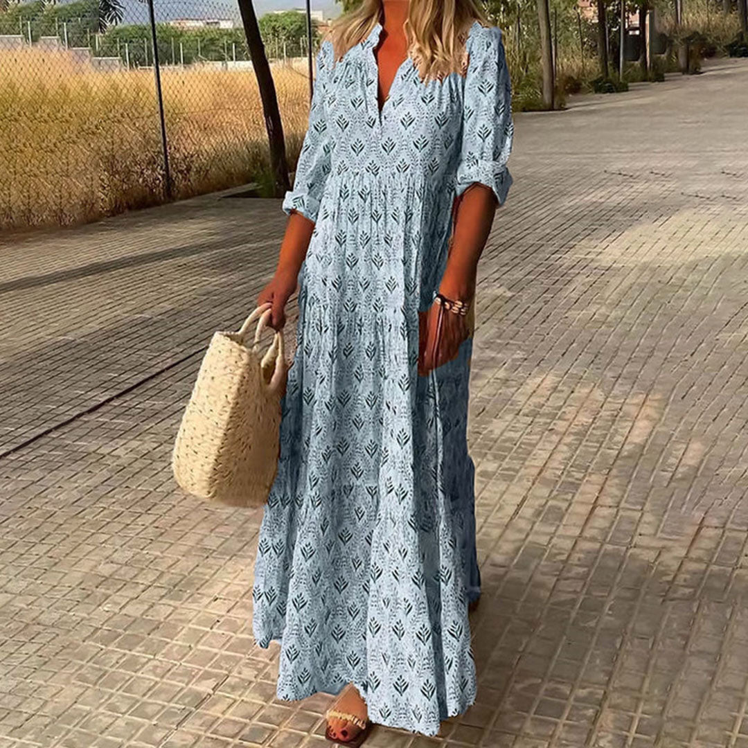 Boho Jurk - Lange Mouw - Losjes Fit - Maxi Jurk - Maxi Zondress-Boetiek Moda