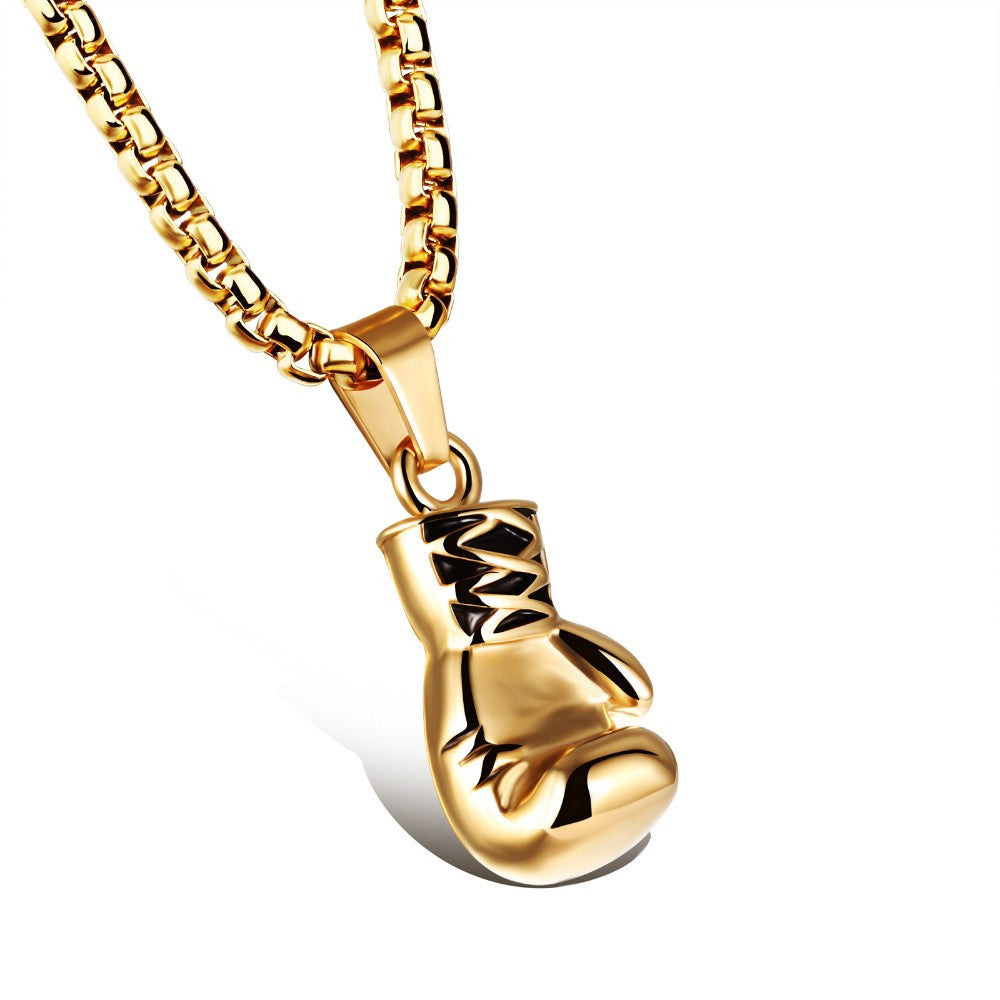 Bokshandschoen ketting | Hanger | Goud, Zilver en Zwart | Kettingen voor mannen | Ketting voor mannen-Boetiek Moda