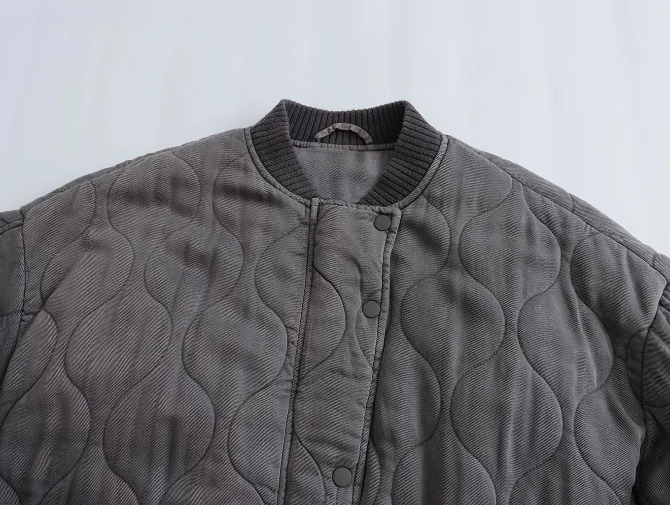 Bomberjack - Grijs oversized winterjack met rits voor dames-Boetiek Moda