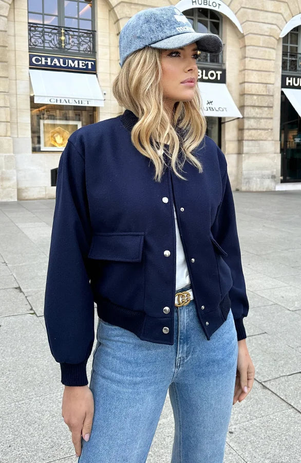 Bomberjack - Korte Aviatorjas met knoopsluiting voor dames-Boetiek Moda