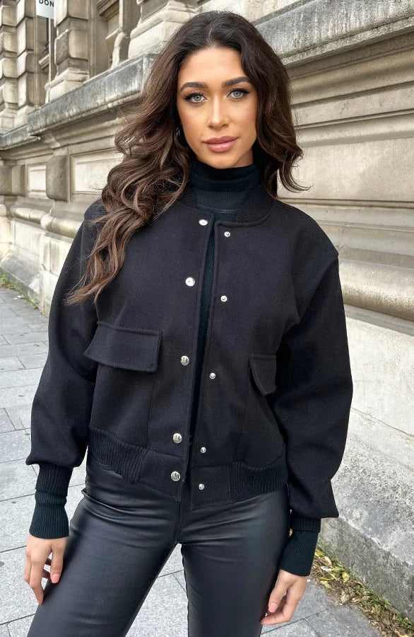 Bomberjack - Korte Aviatorjas met knoopsluiting voor dames-Boetiek Moda