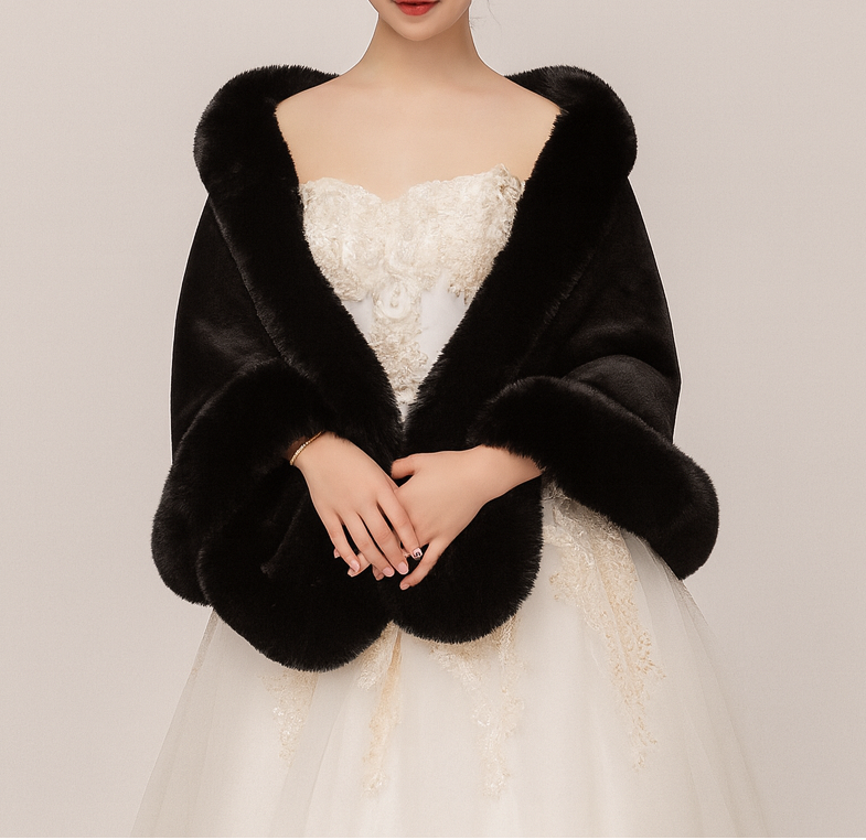 Bontsjaal - Elegante poncho-cape van imitatiebont voor dames voor de winter-Boetiek Moda