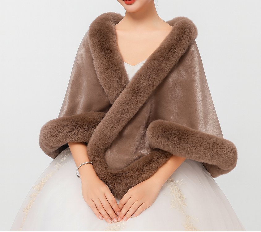 Bontsjaal - Elegante poncho-cape van imitatiebont voor dames voor de winter-Boetiek Moda
