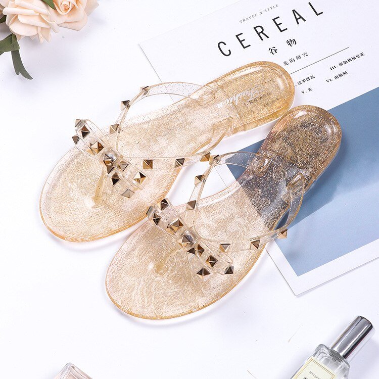 Bow Flip Flops - Vlakke sandalen met klinknagels voor dames-Boetiek Moda