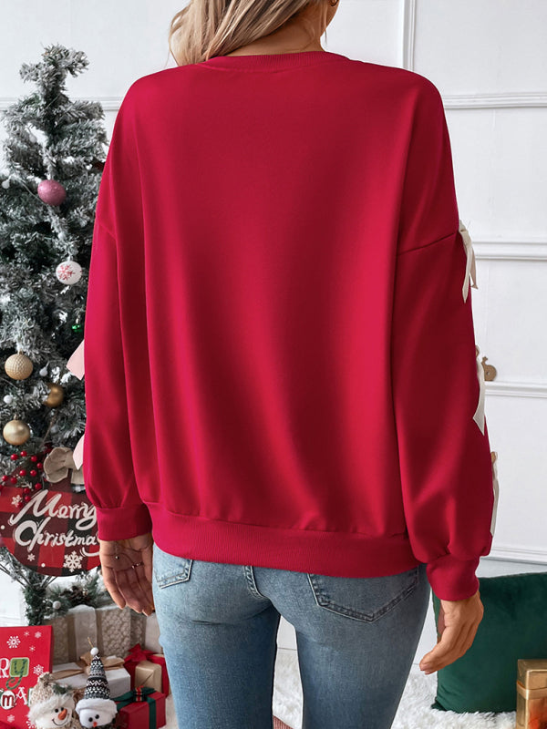 Bow Sweatshirt | Rood | Relaxed Fit | Kersttrui | Dameskleding-Boetiek Moda