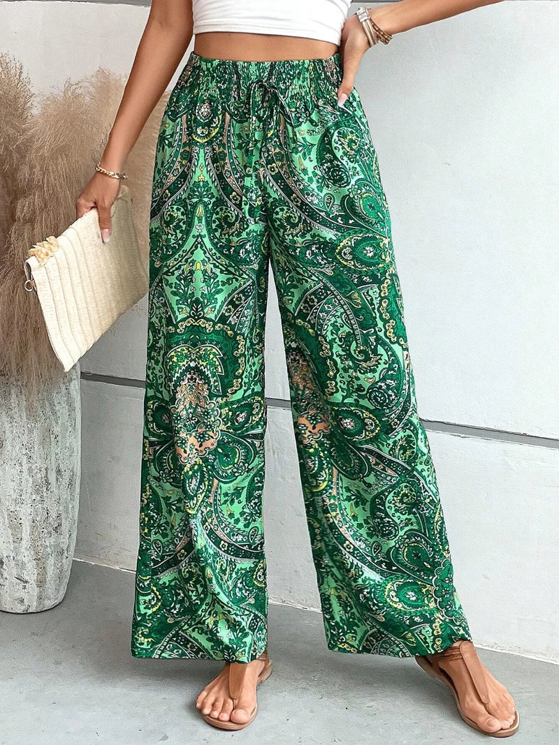 Broek Met Wijde Pijpen | Boho | Hoge Taille | Palazzo Broek | Damesbroek-Boetiek Moda