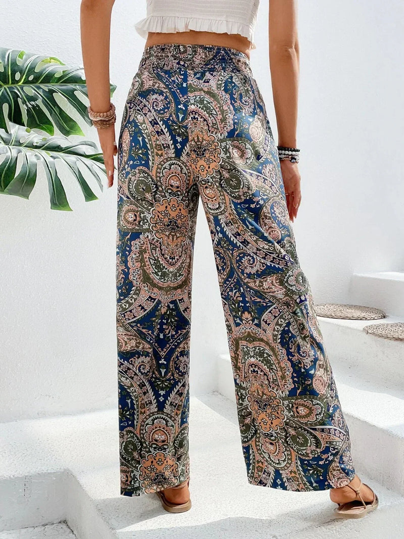 Broek Met Wijde Pijpen | Boho | Hoge Taille | Palazzo Broek | Damesbroek-Boetiek Moda