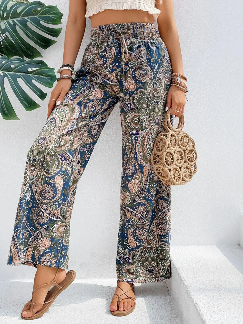 Broek Met Wijde Pijpen | Boho | Hoge Taille | Palazzo Broek | Damesbroek-Boetiek Moda