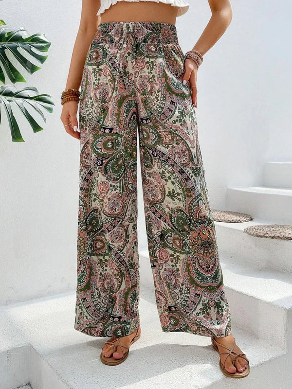 Broek Met Wijde Pijpen | Boho | Hoge Taille | Palazzo Broek | Damesbroek-Boetiek Moda