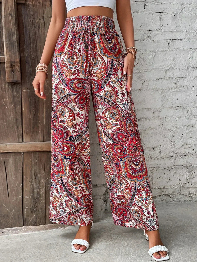 Broek Met Wijde Pijpen | Boho | Hoge Taille | Palazzo Broek | Damesbroek-Boetiek Moda