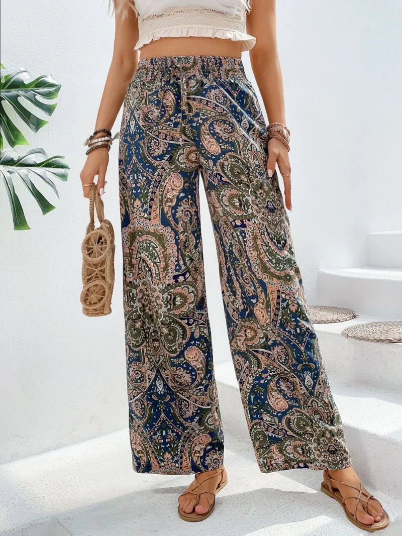 Broek Met Wijde Pijpen | Boho | Hoge Taille | Palazzo Broek | Damesbroek-Boetiek Moda