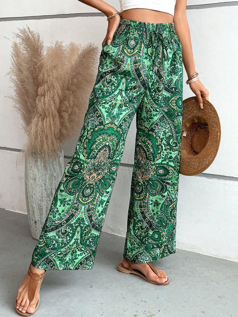 Broek Met Wijde Pijpen | Boho | Hoge Taille | Palazzo Broek | Damesbroek-Boetiek Moda