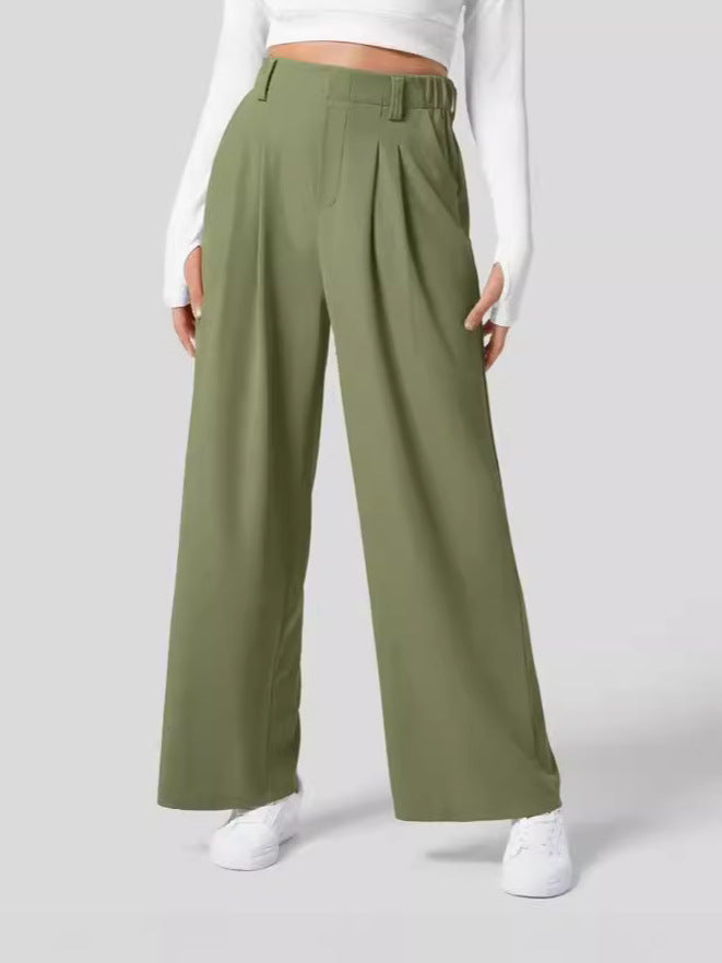 Broek met Wijde Pijpen - Damesbroek met elastische taille en losse pasvorm-Boetiek Moda