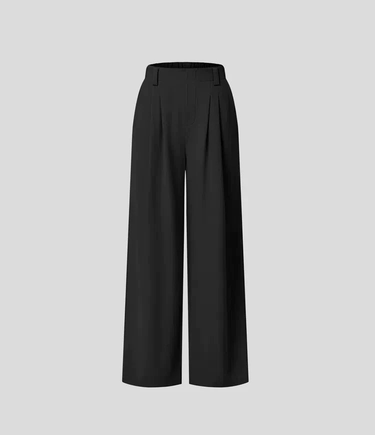 Broek met wijde pijpen - Damesbroek met elastische taille en hoge taille-Boetiek Moda