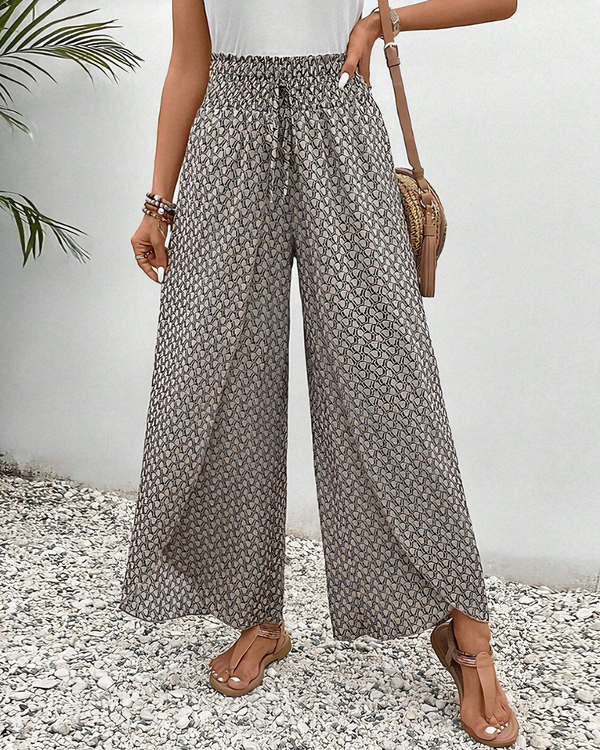 Broek met wijde pijpen - Soepelvallende damesbroek met hoge taille voor de zomer-Boetiek Moda