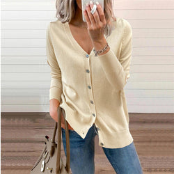 Button-Up vest - Klassiek losvallend vest met dunne V-hals voor dames-Boetiek Moda
