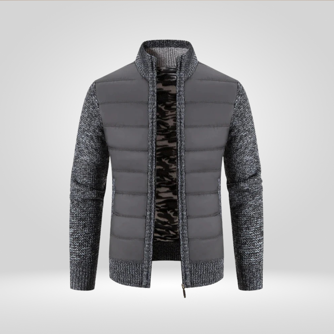 Cardigan Jas - Gezijpte gebreide gewatteerde donsjas voor heren-Boetiek Moda