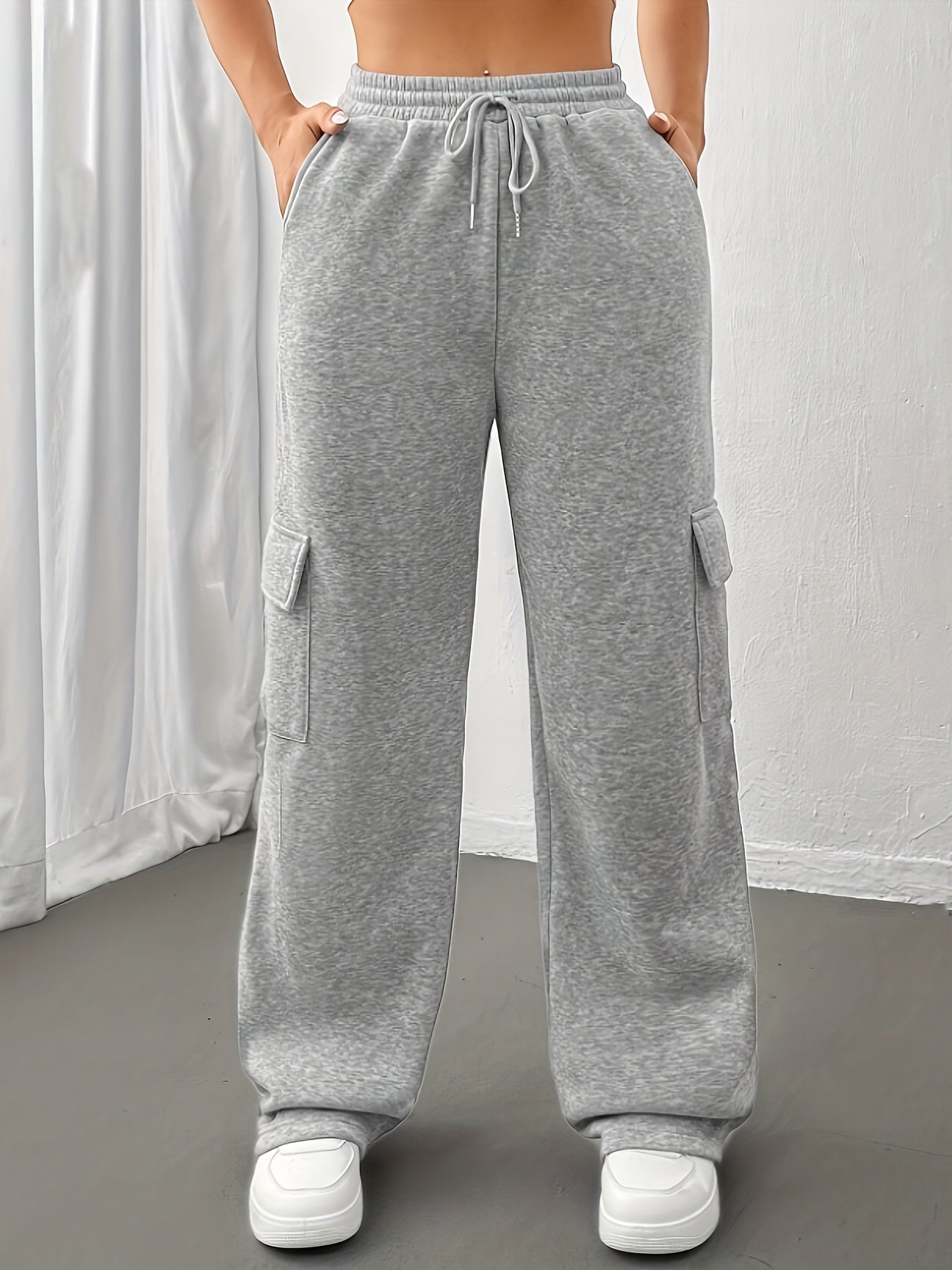 Cargo Broek - Elastische Taille - Koord - Wijde Been Joggers - Dames Cargo Joggers-Boetiek Moda