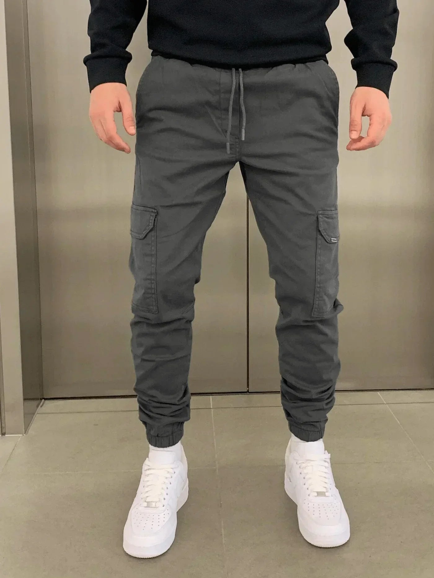 Cargo Broek - Skinny Cargo Broek met koord voor heren-Boetiek Moda