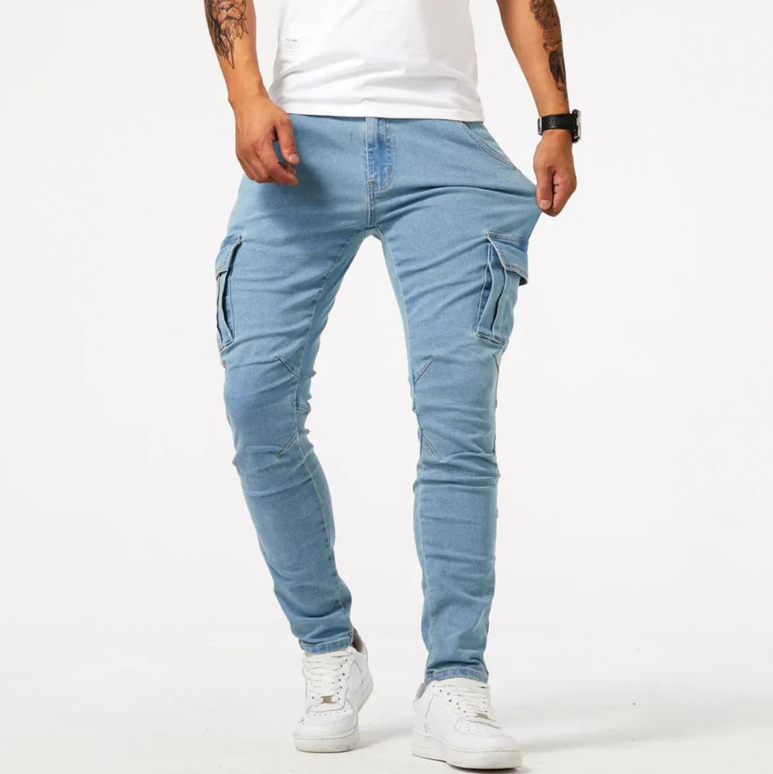 Cargo Jeans - Slim Fit - Stretchy - Skinny Jeans - Heren Cargo Broek-Boetiek Moda