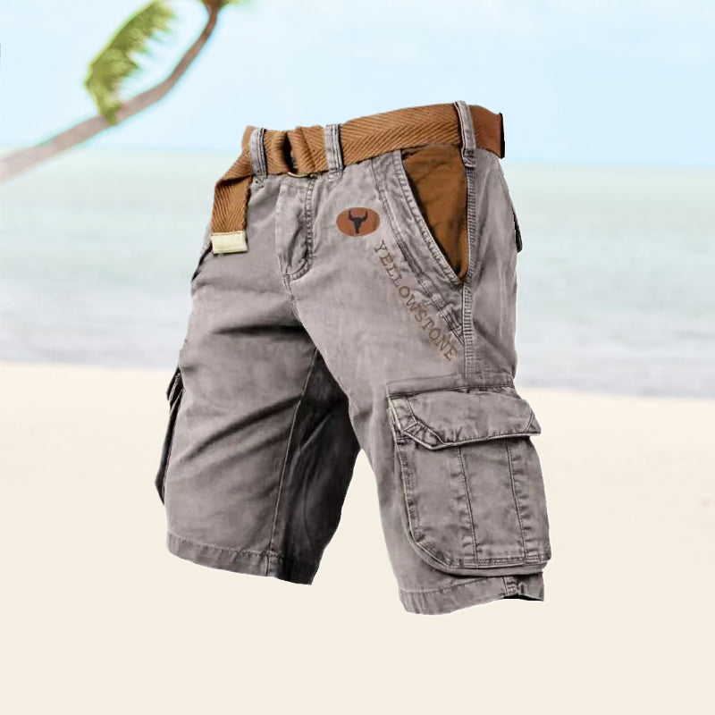 Cargo Korte Broek - Zakken - Riem - Lange Korte Broek - Heren Korte Broek-Boetiek Moda