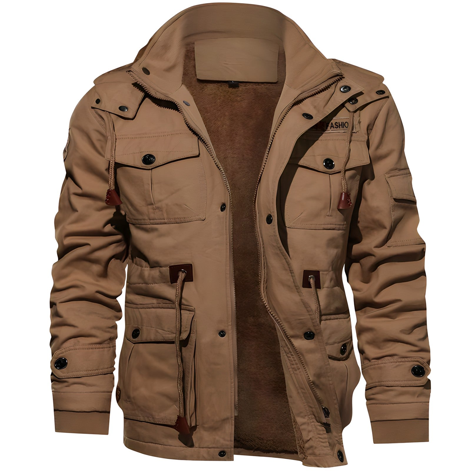 Cargo-jas | Met capuchon | Zakken | Met fleece gevoerde jas | Winterjas voor heren-Boetiek Moda