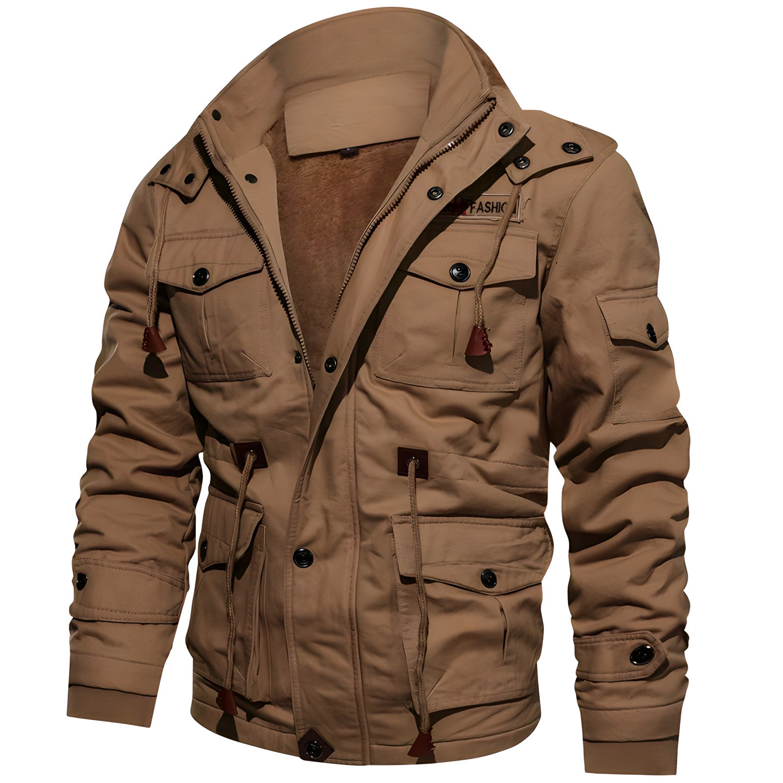 Cargo-jas | Met capuchon | Zakken | Met fleece gevoerde jas | Winterjas voor heren-Boetiek Moda